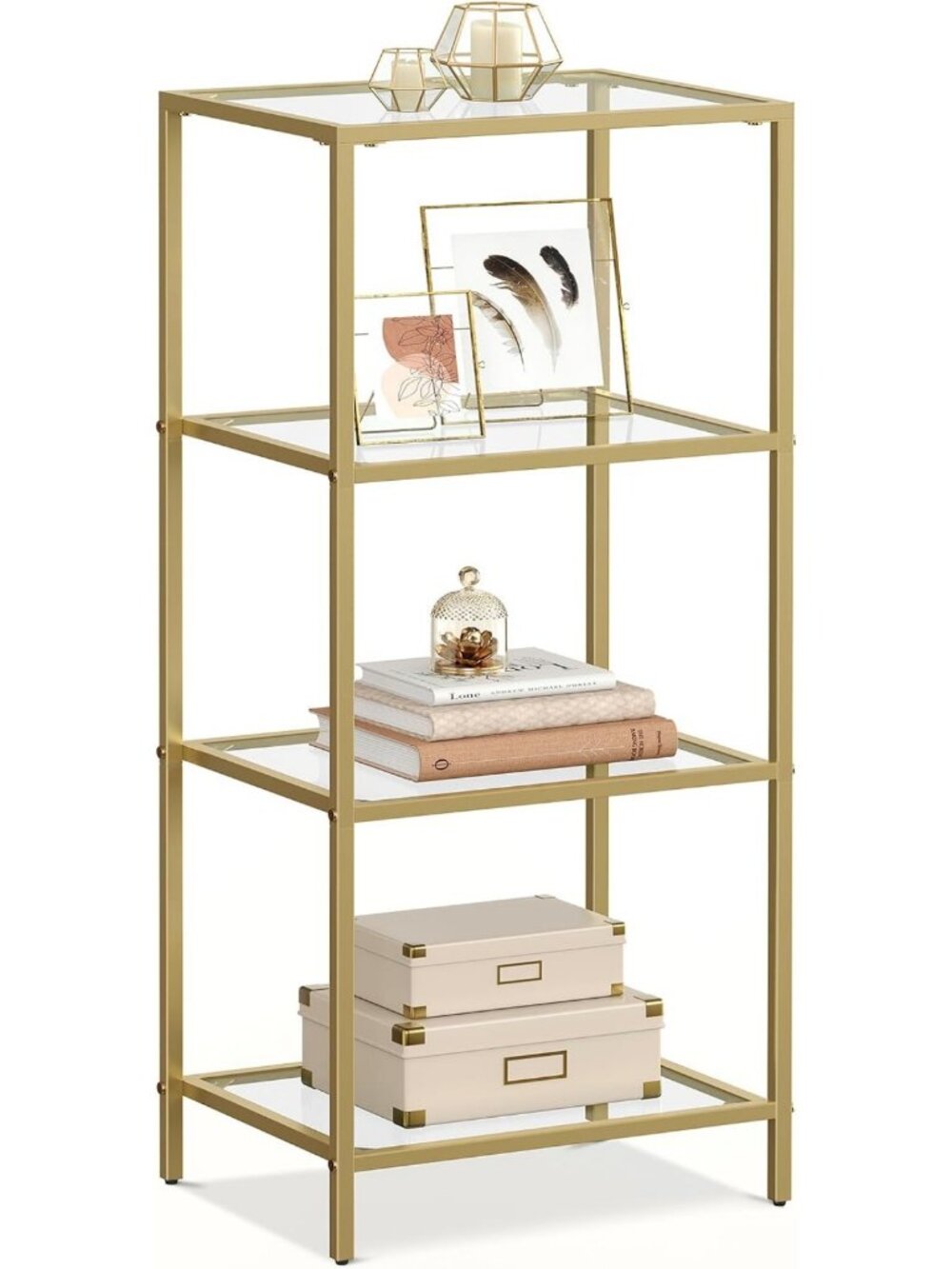 Stylish Tempered Glass Bookshelf with Steel Frame - Modern Home Storage Solution